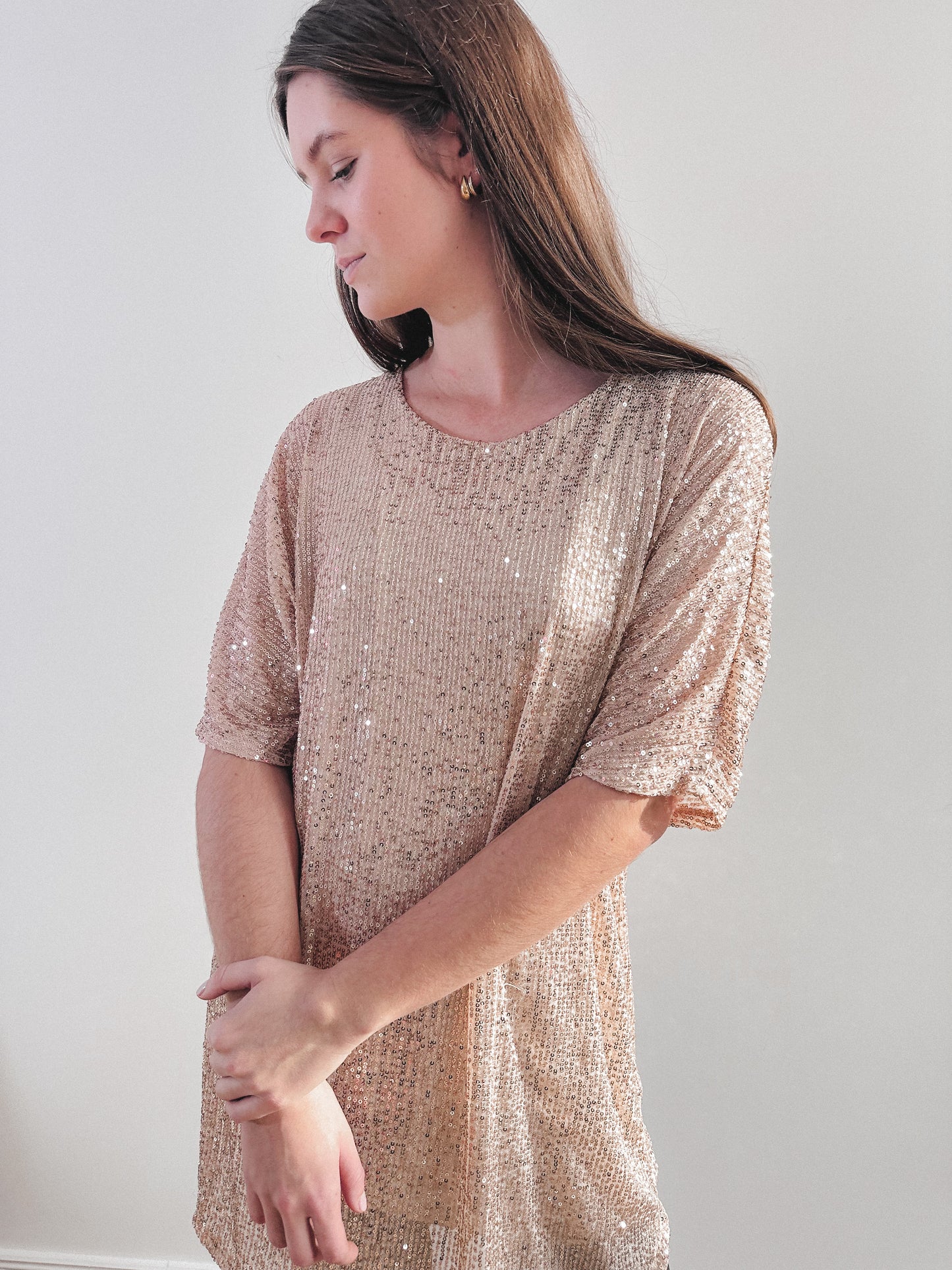 Pailletten Shirtkleid