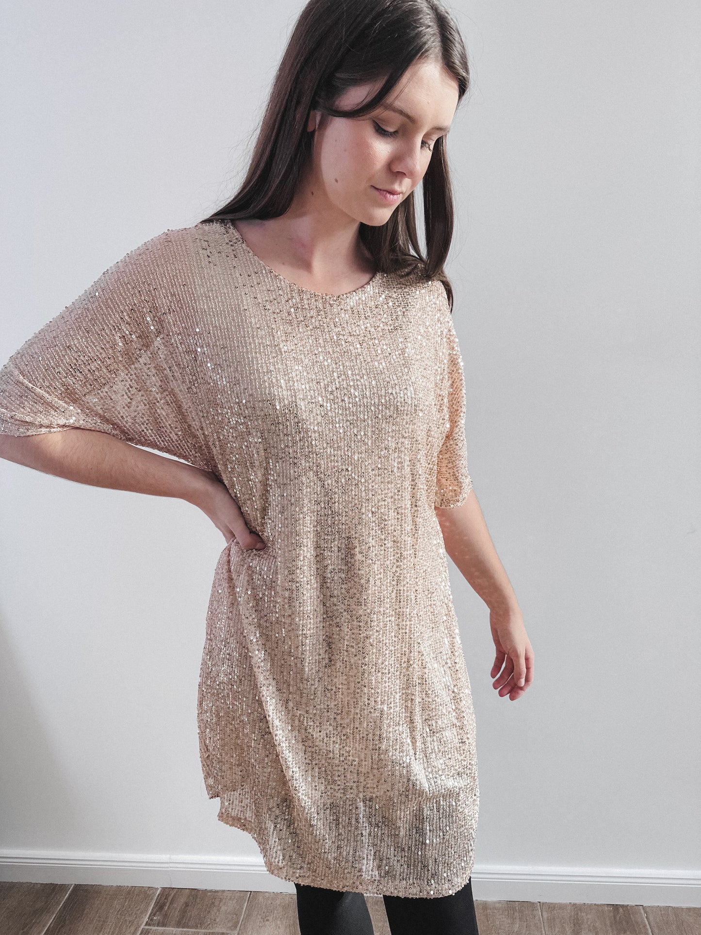 Pailletten Shirtkleid