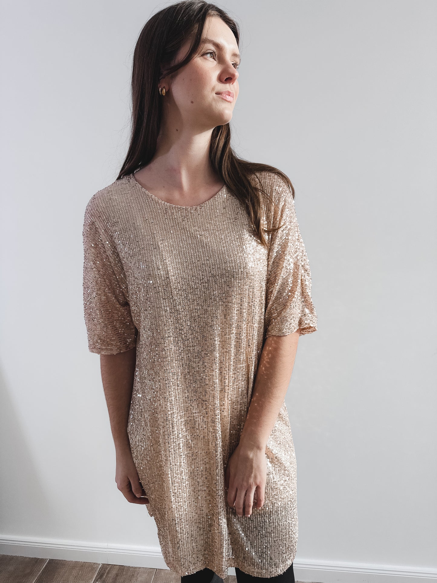 Pailletten Shirtkleid