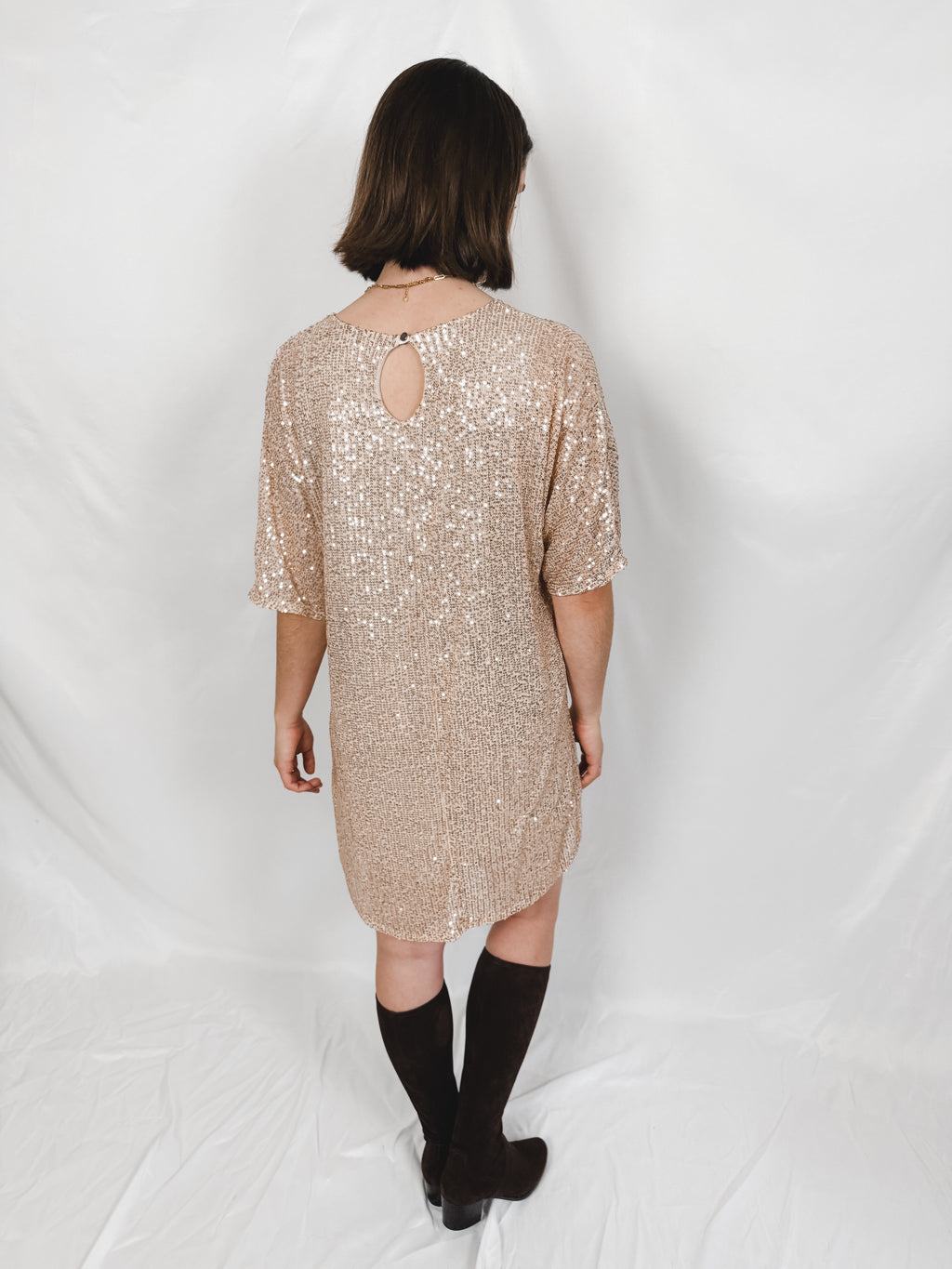 Pailletten Shirtkleid