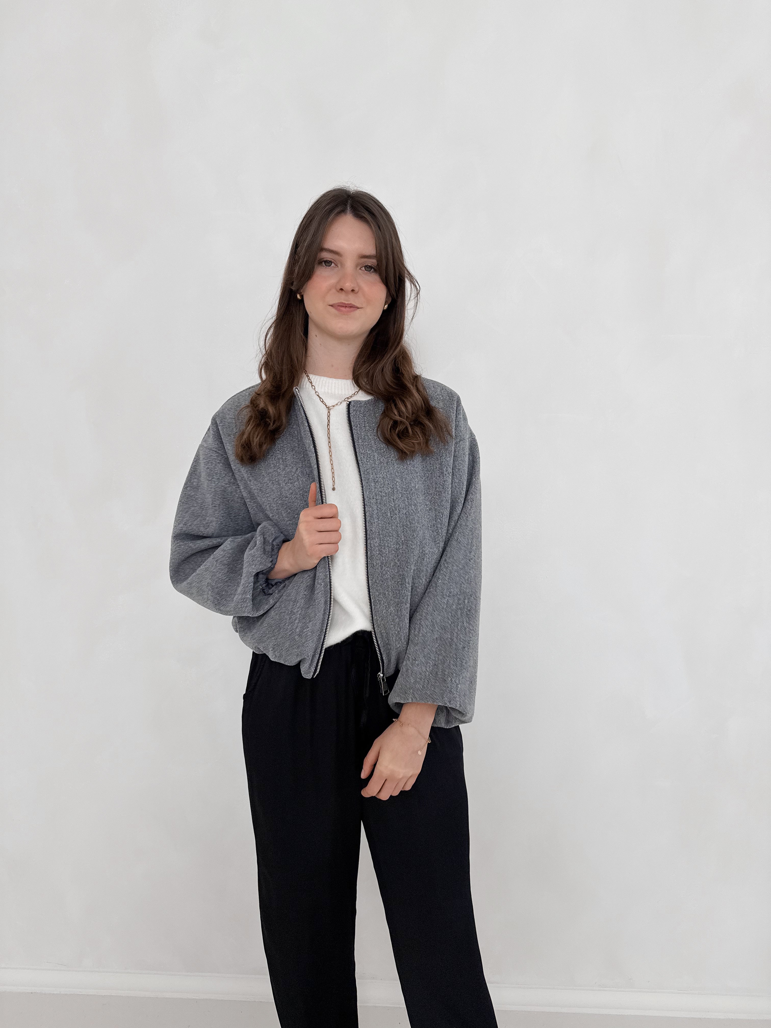 Cropped Bomberjacke mit Ballonärmeln