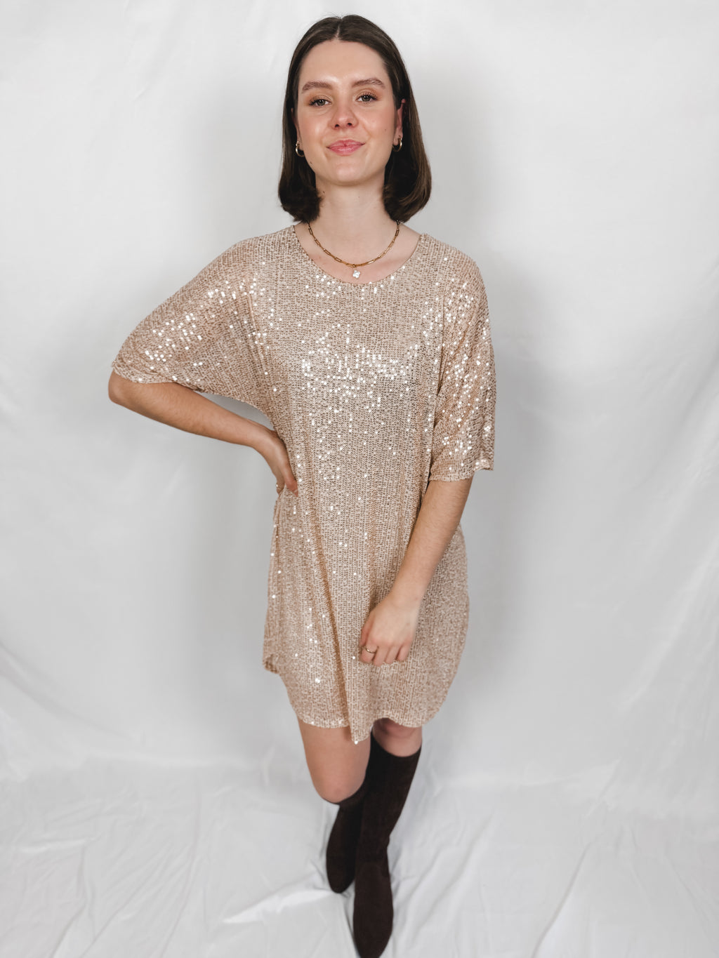 Pailletten Shirtkleid