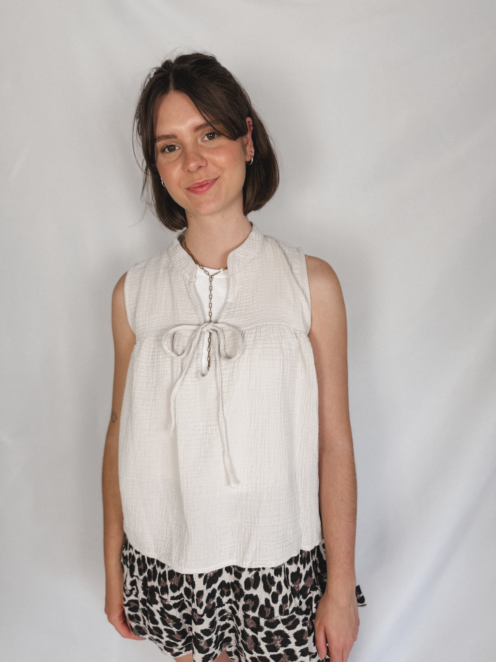 Musselin Top mit Schleife