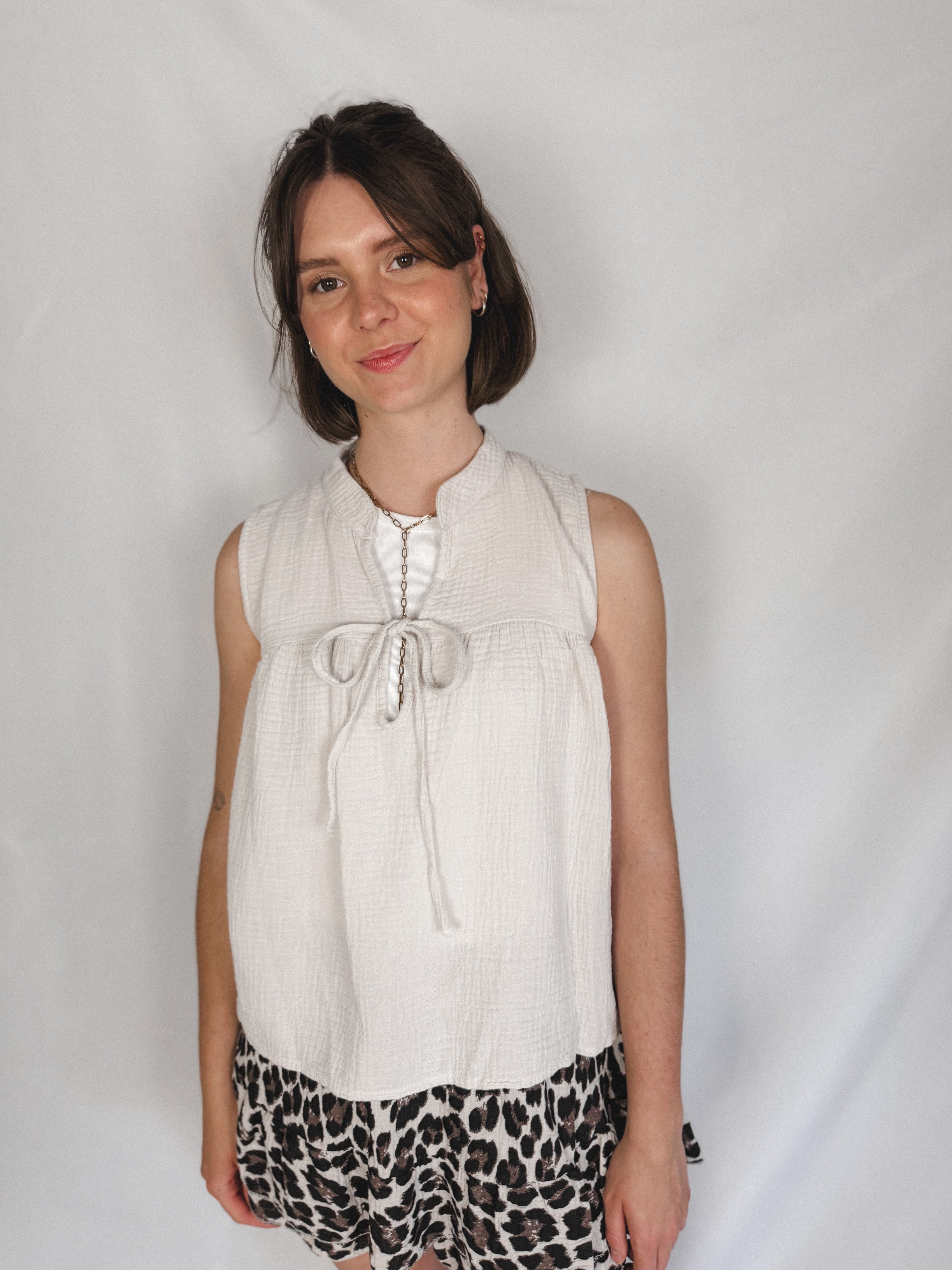 Musselin Top mit Schleife