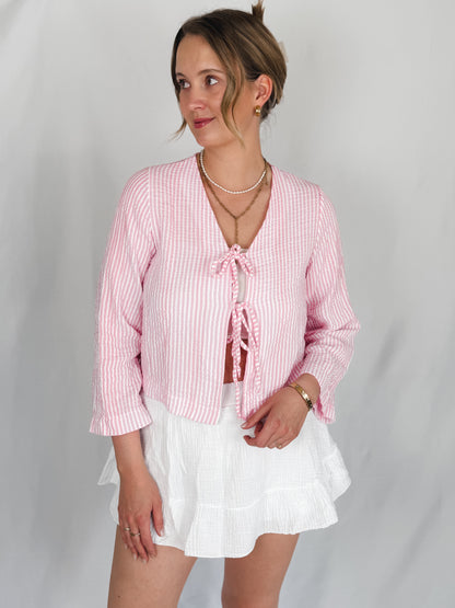 Musselin Bluse Stripes & Bows
