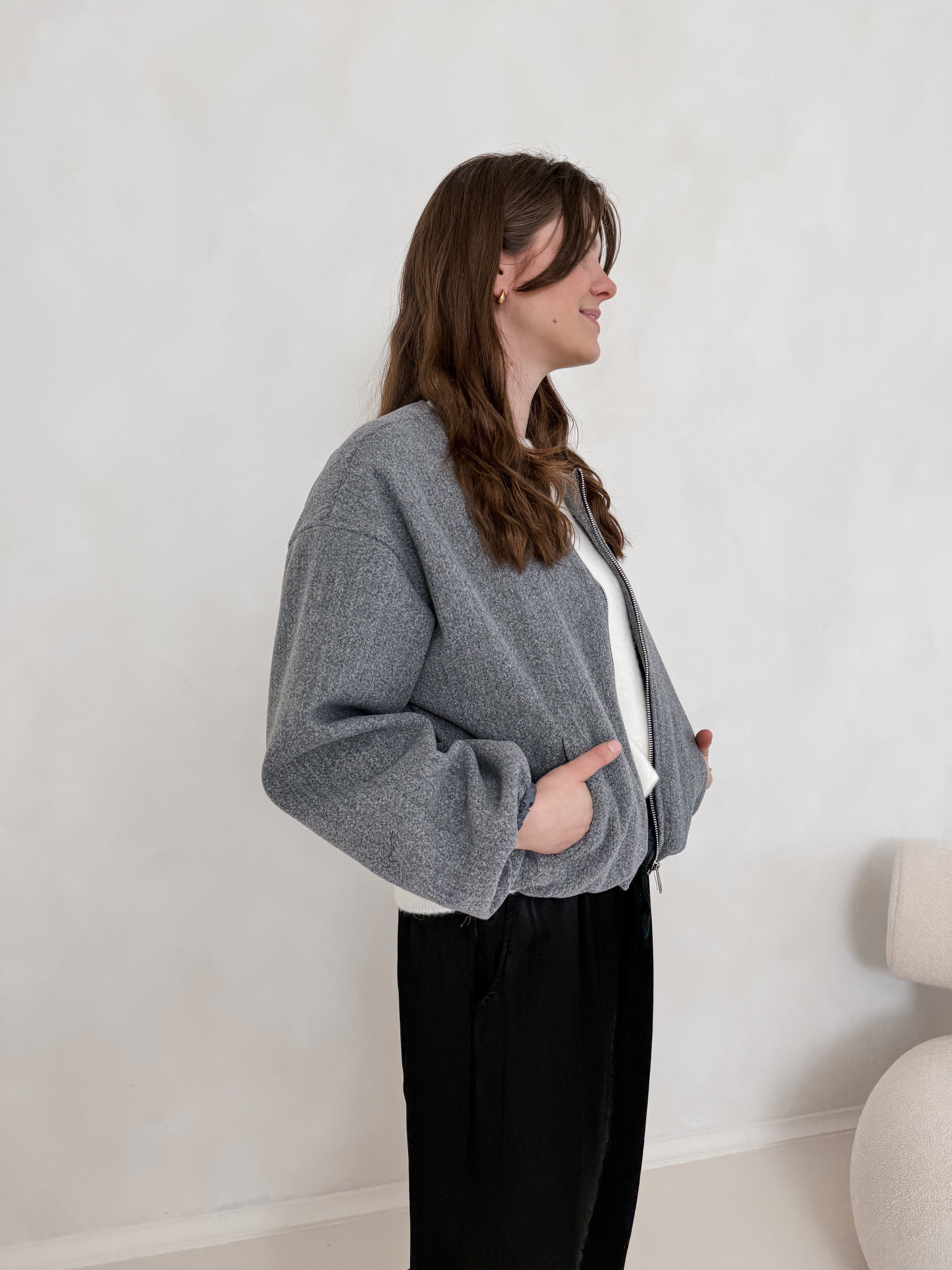 Cropped Bomberjacke mit Ballonärmeln