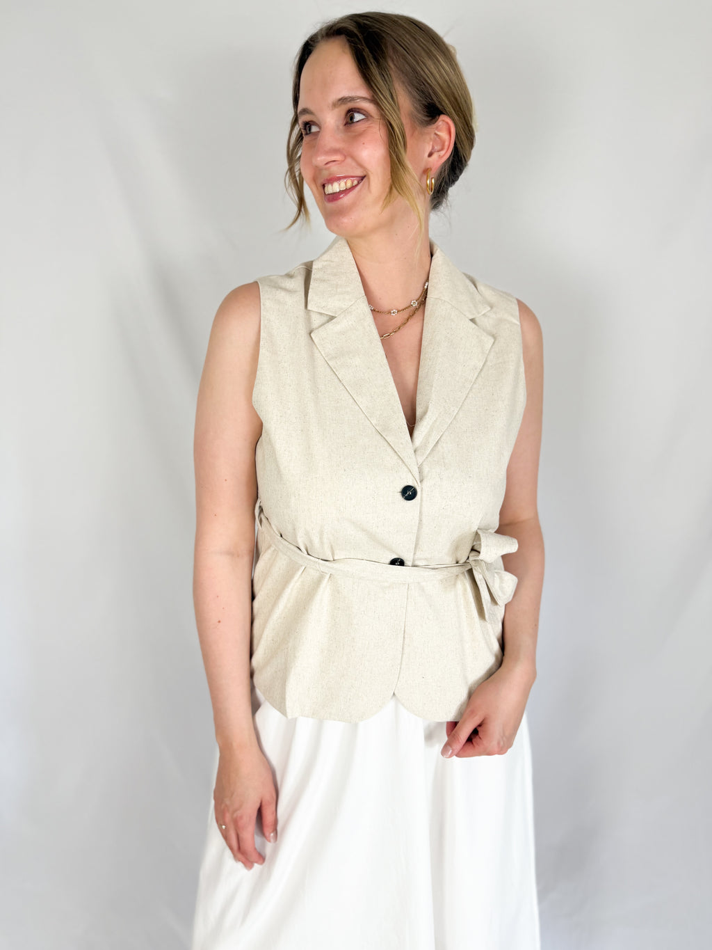 Leinen Weste zum Binden