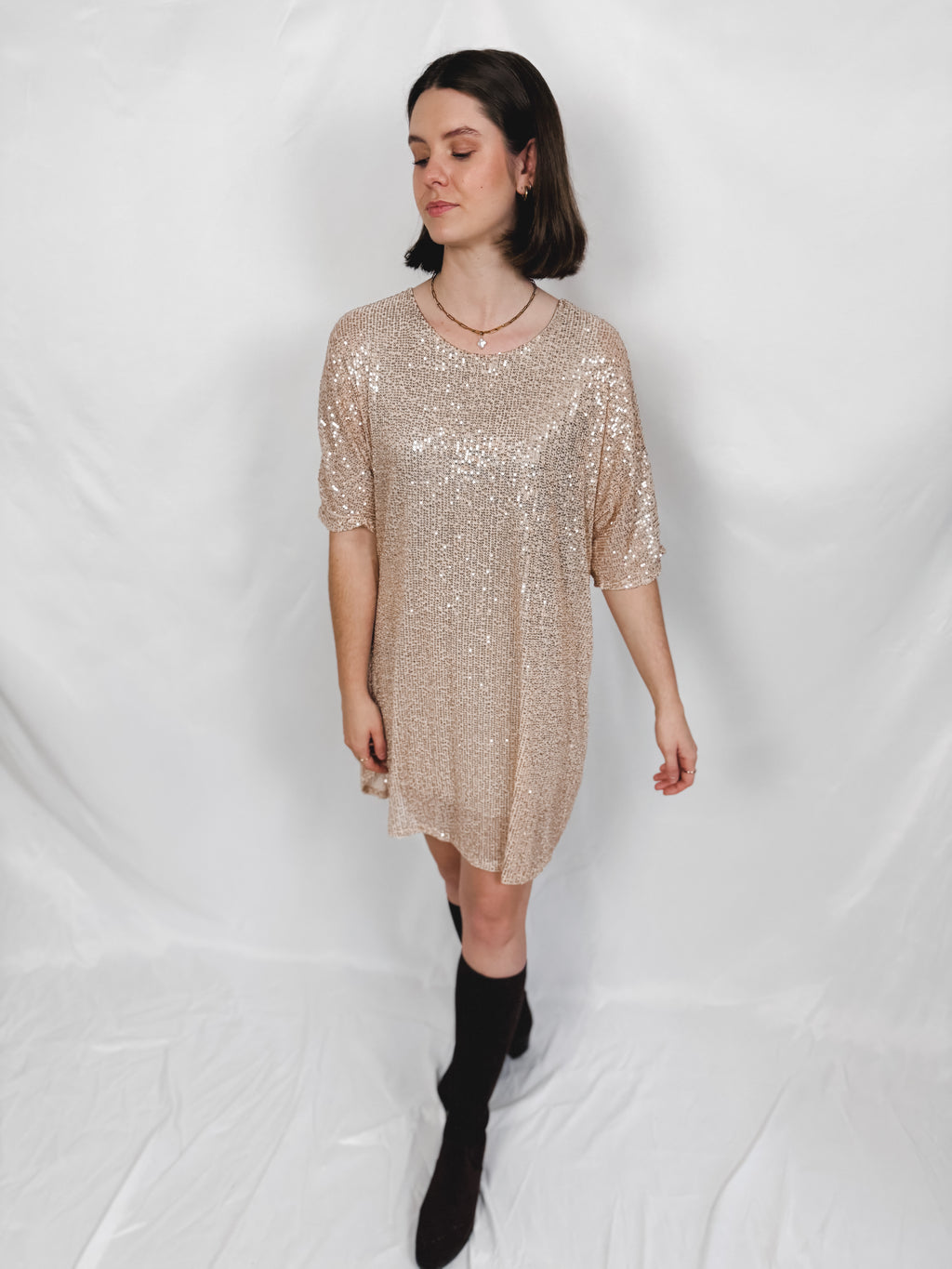 Pailletten Shirtkleid