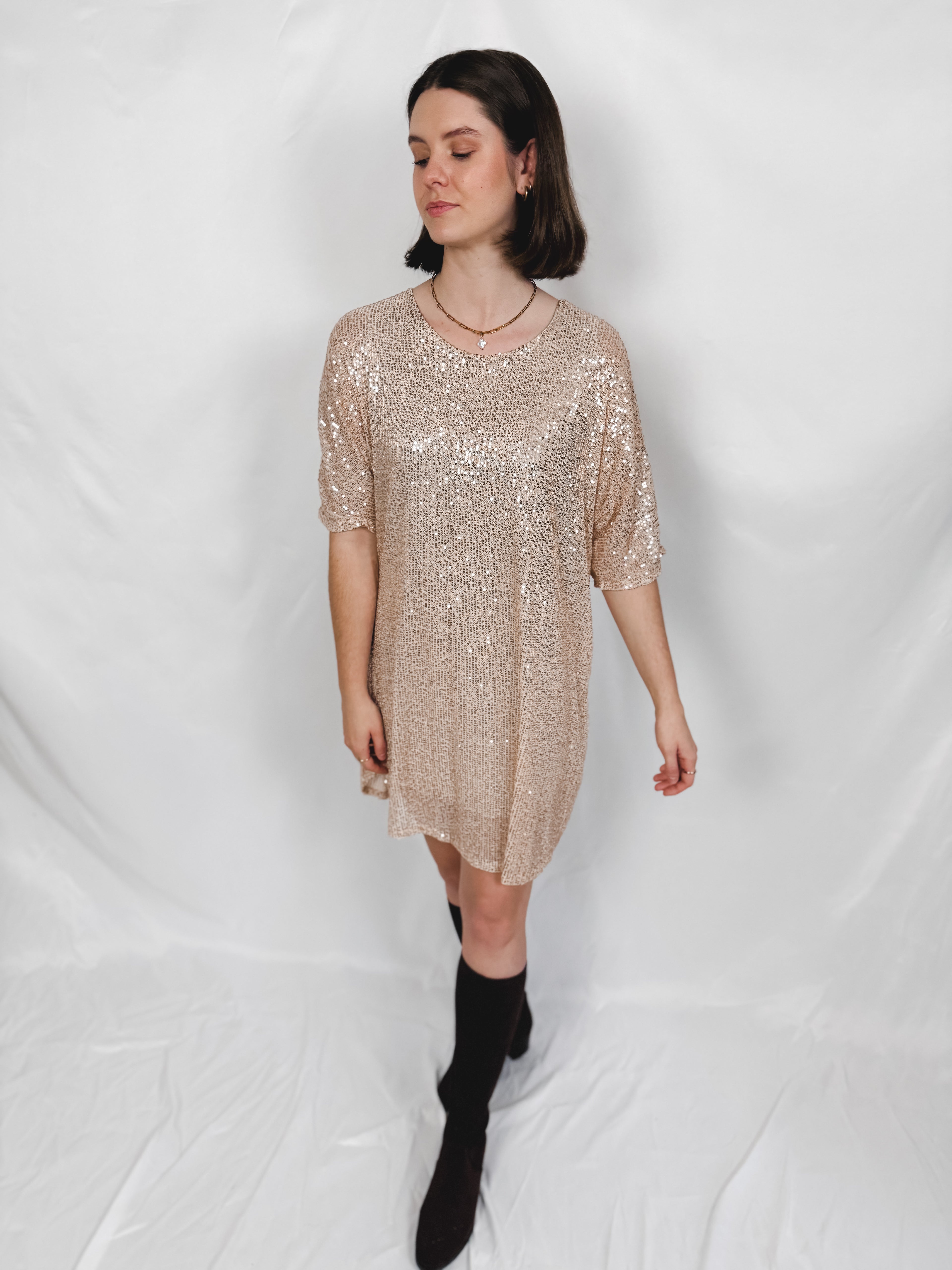 Pailletten Shirtkleid