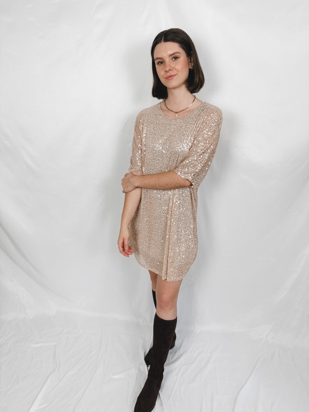 Pailletten Shirtkleid