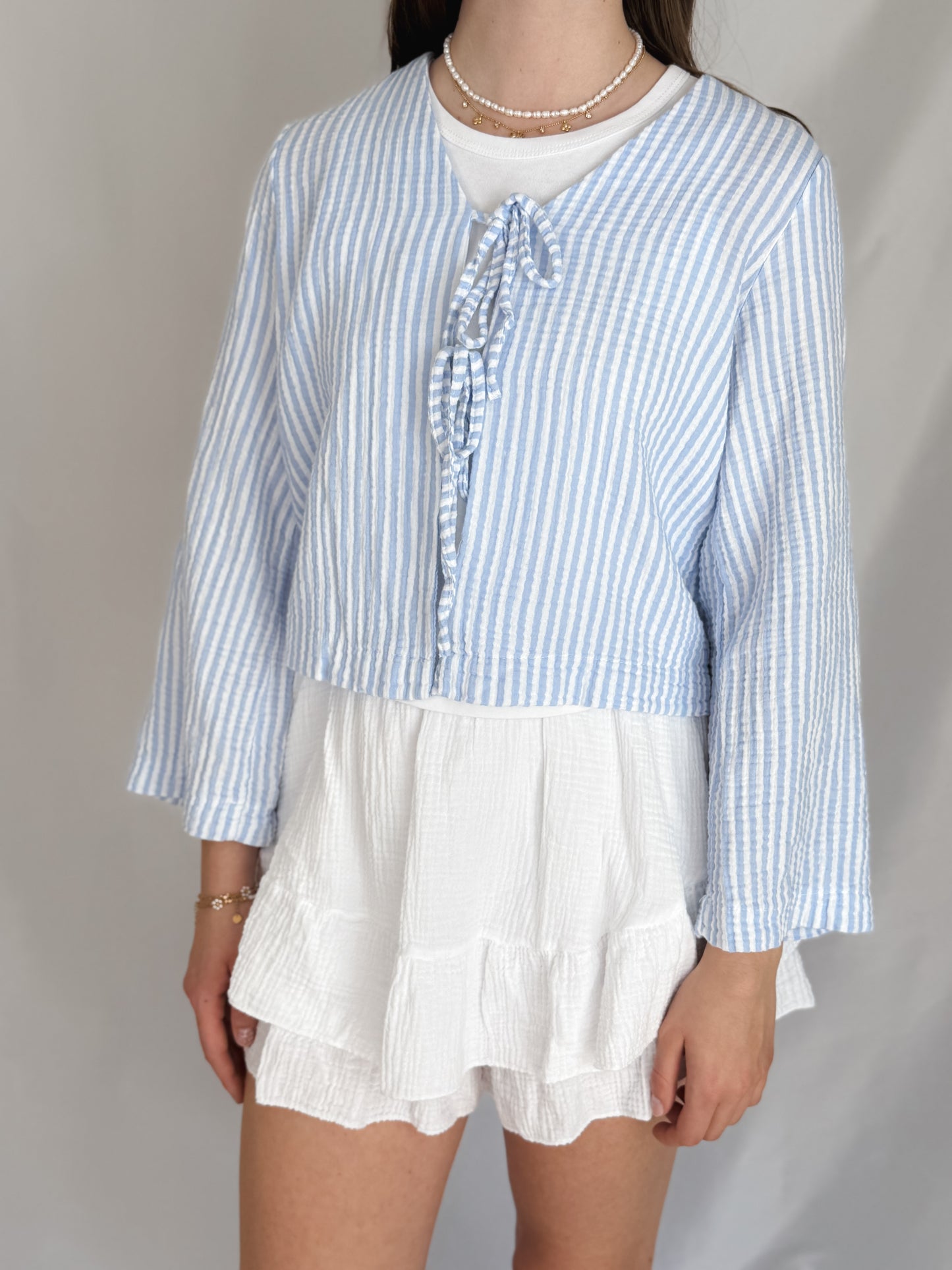 Musselin Bluse Stripes & Bows