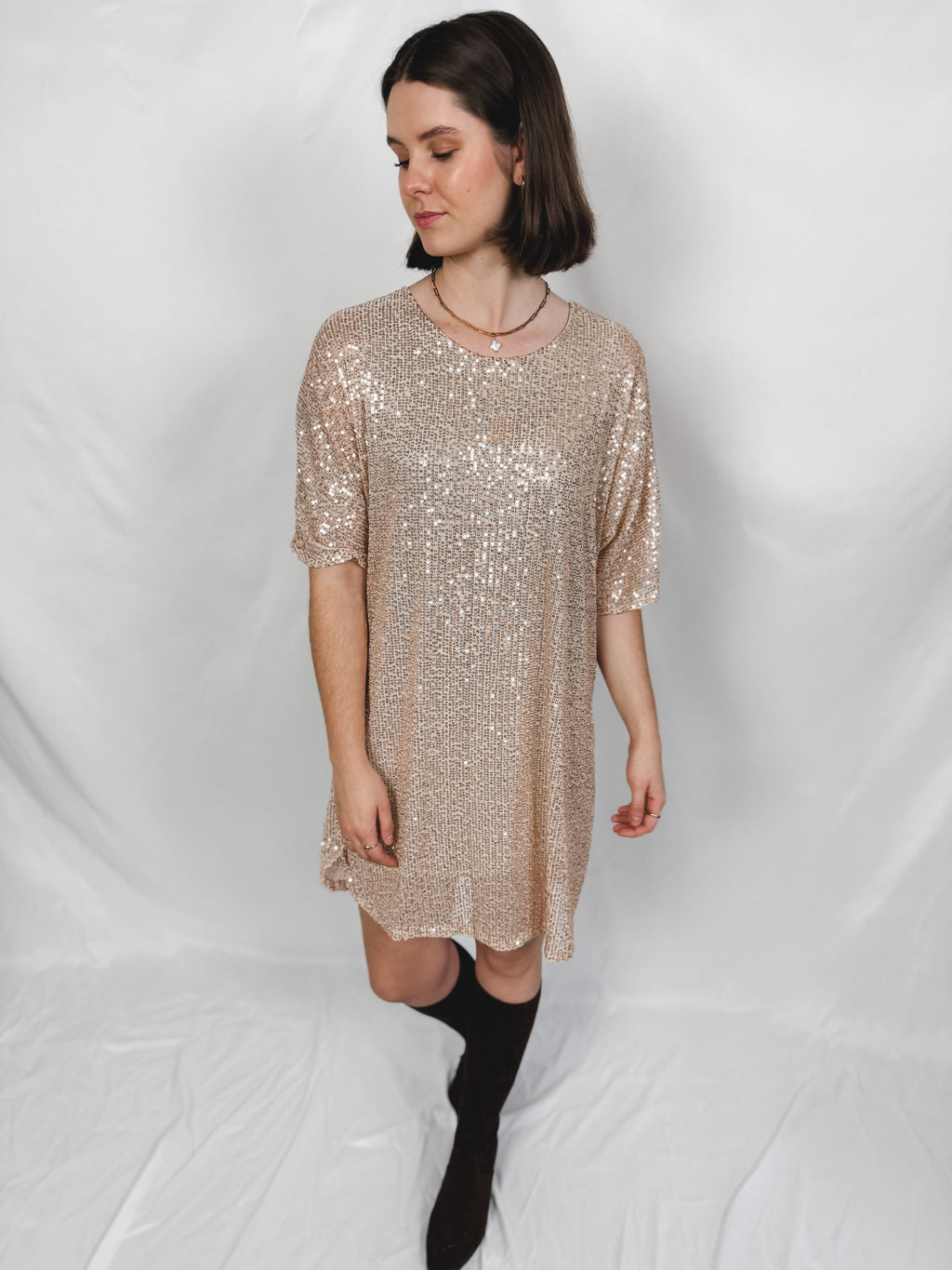 Pailletten Shirtkleid