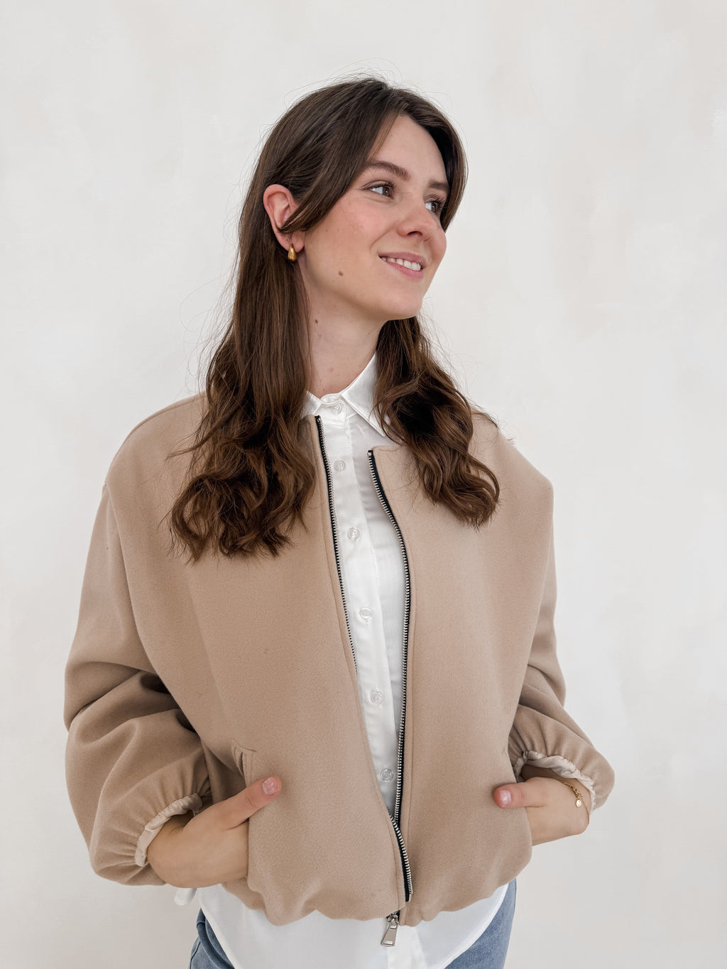 Cropped Bomberjacke mit Ballonärmeln