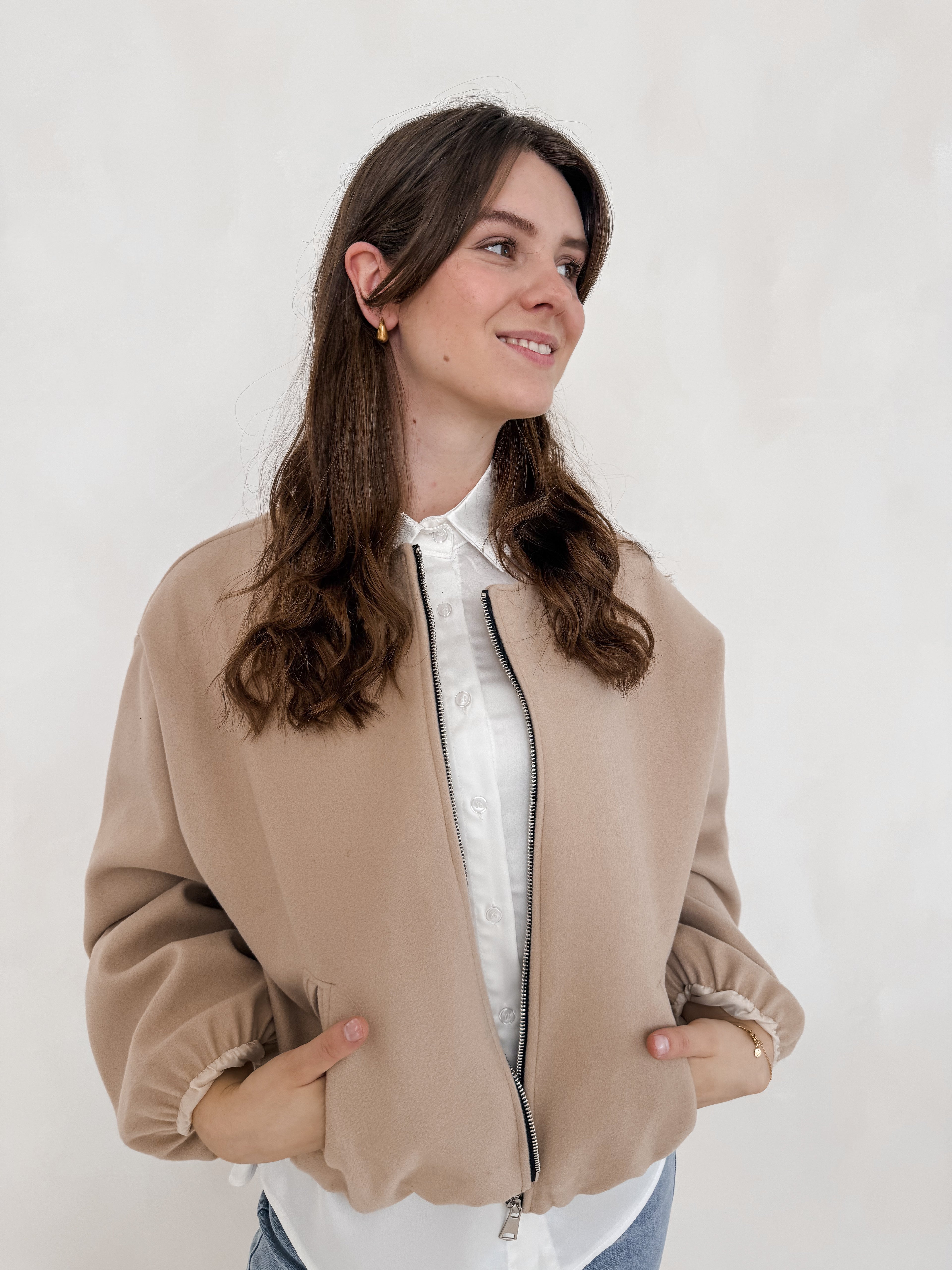 Cropped Bomberjacke mit Ballonärmeln