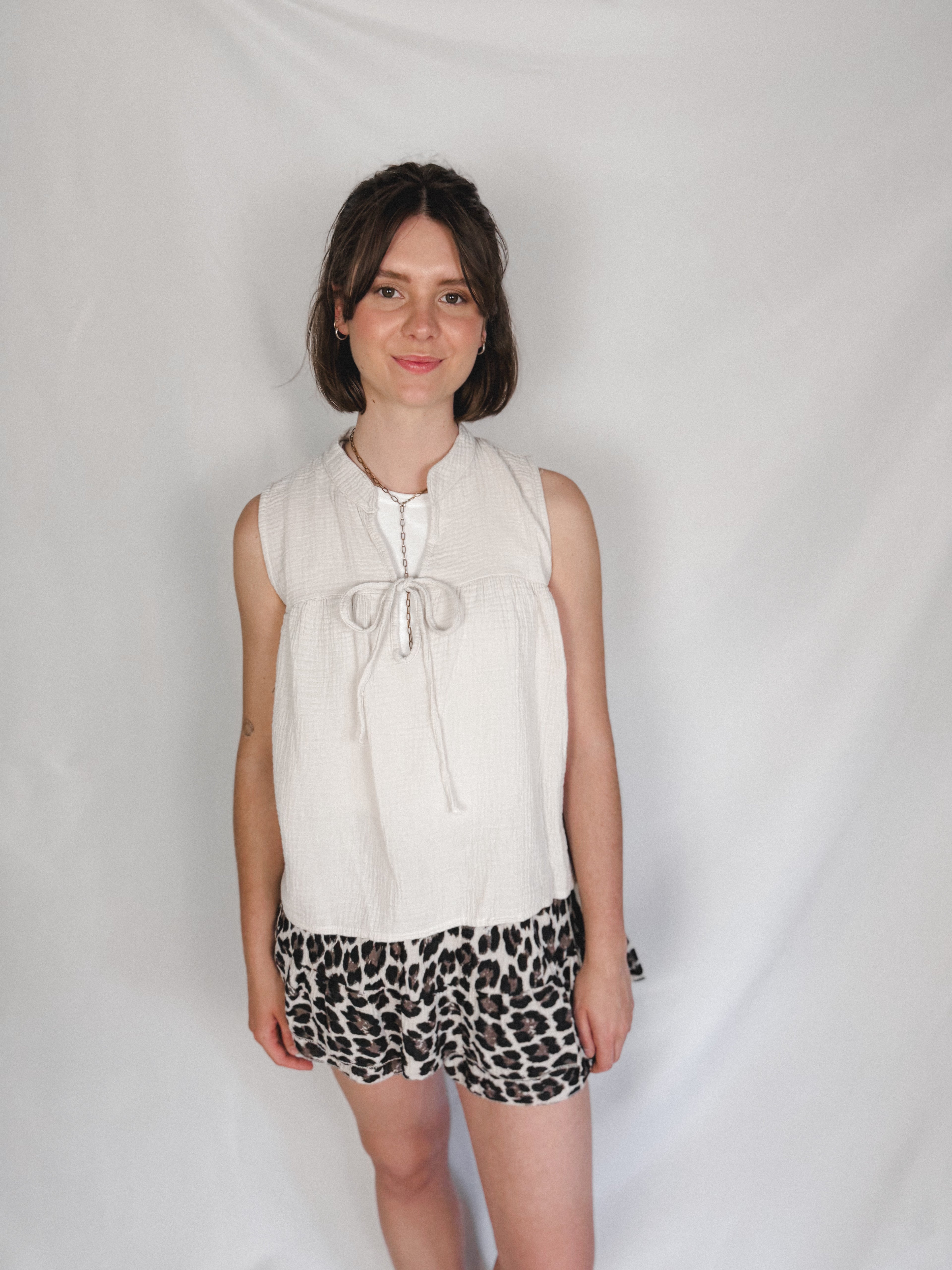 Musselin Top mit Schleife