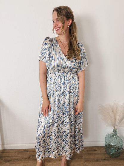 Maxikleid Golden Leaves Blue